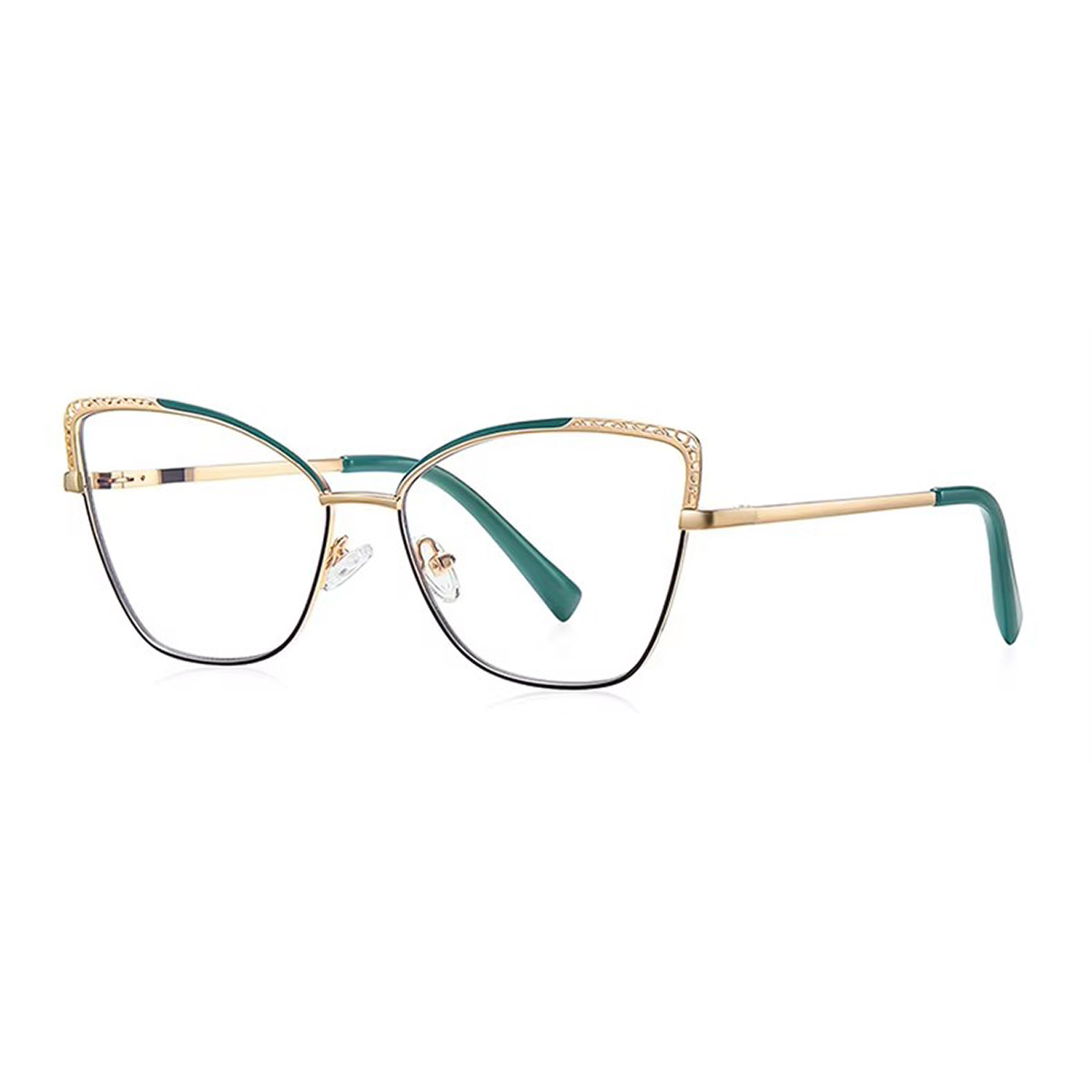 Pambabaeng cat-eye hollow metal reading glasses