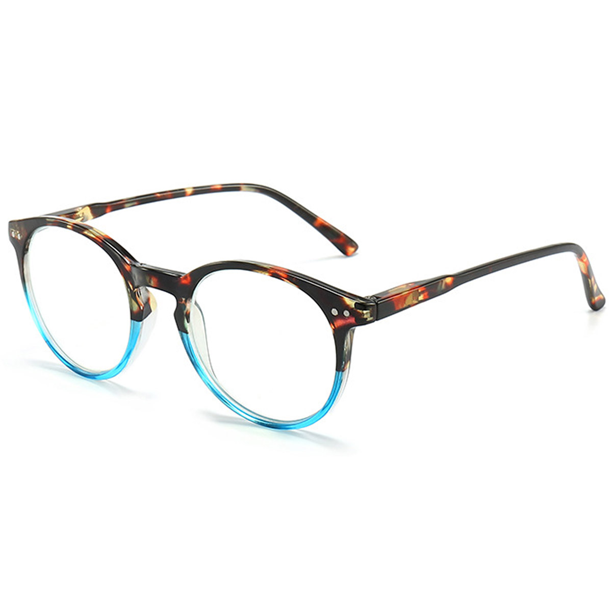 PC round anti-blue light impact-resistant reading glasses